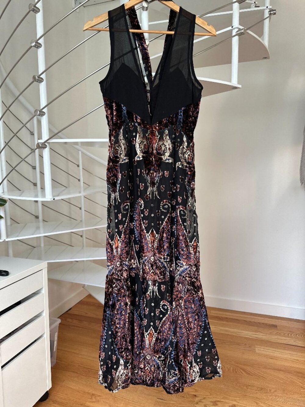 Free People - Burnout Velvet Paisley Mesh Maxi Dress - Size 2